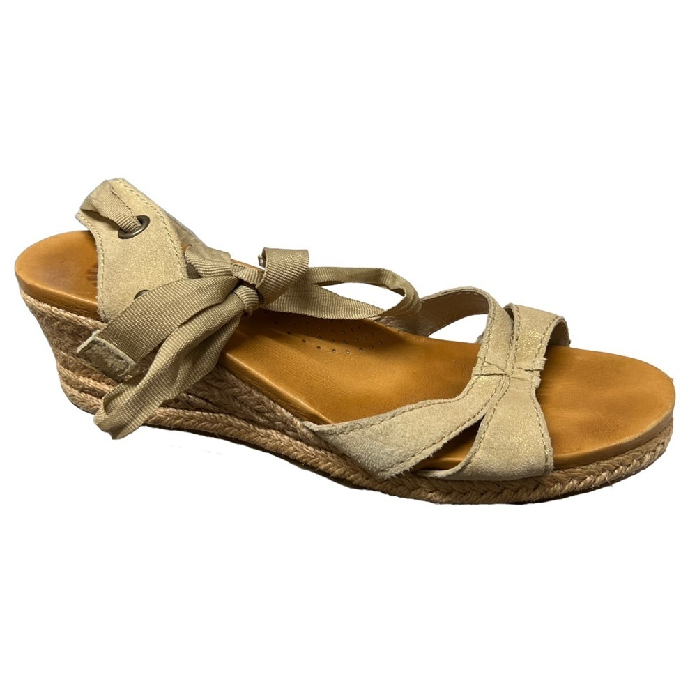 Ugg Gold Ankle Ribbon Espadrille Wedges Size 6